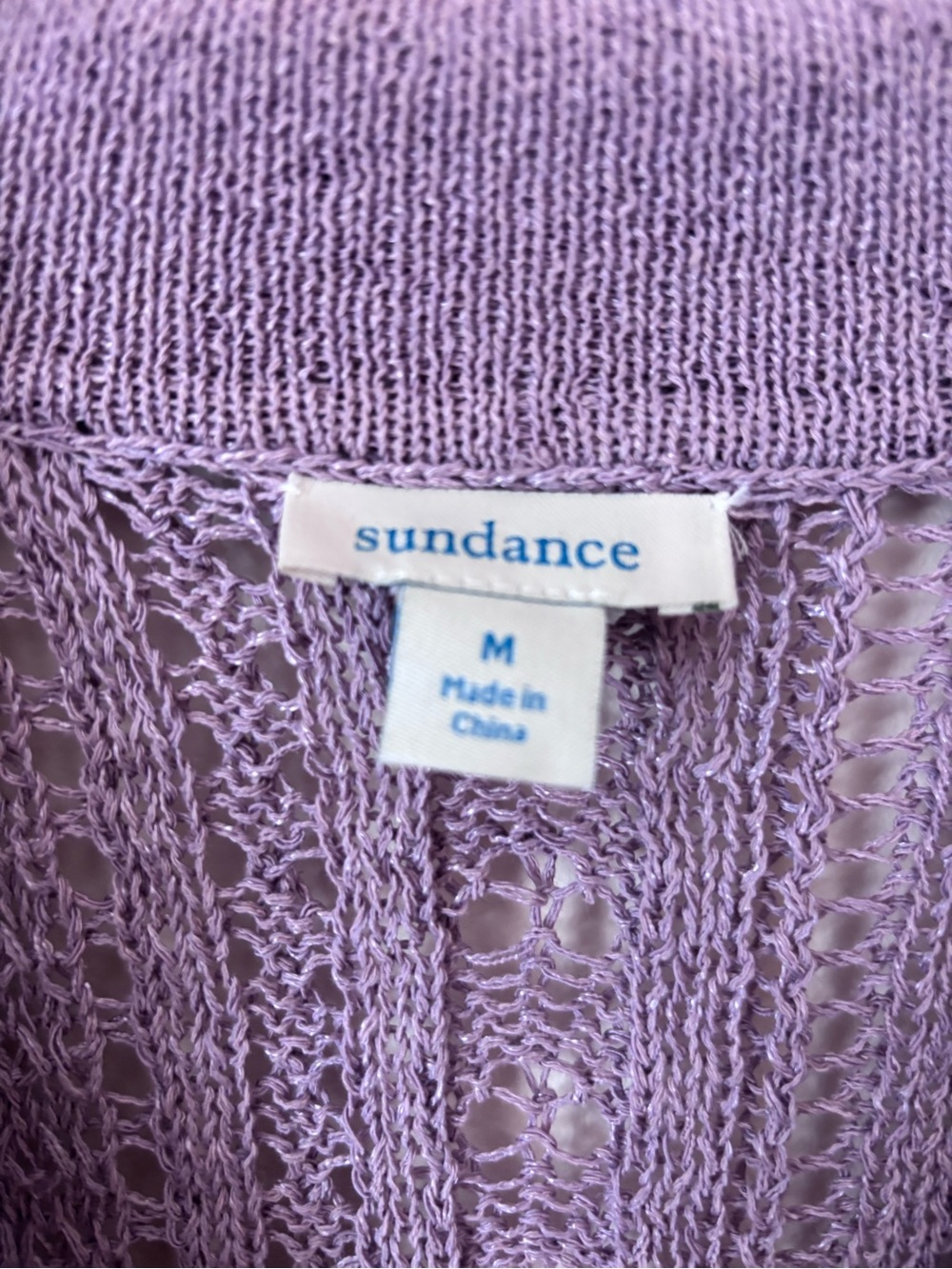 Sundance Augusta Lavender Longline Openwork Button-Front Cardigan duster - Picture 3 of 4